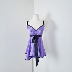 *Free With Purchase* Lilac camisole bra corset satin lace support satin negligee